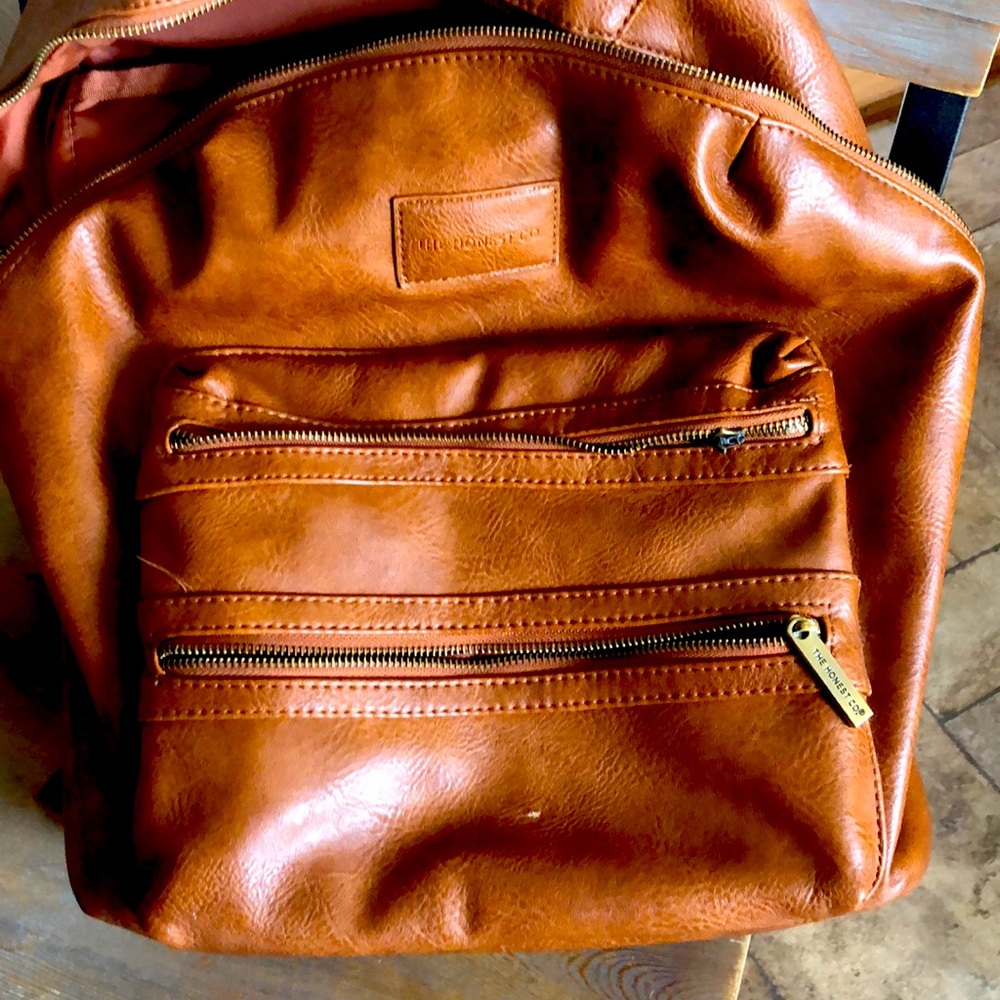 Honest co faux leather diaper backpack
